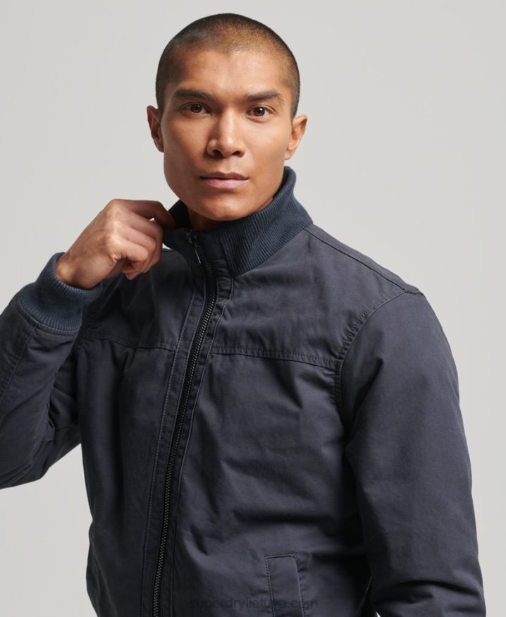 Superdry Knit Collar Bomber Jacket Navy Men