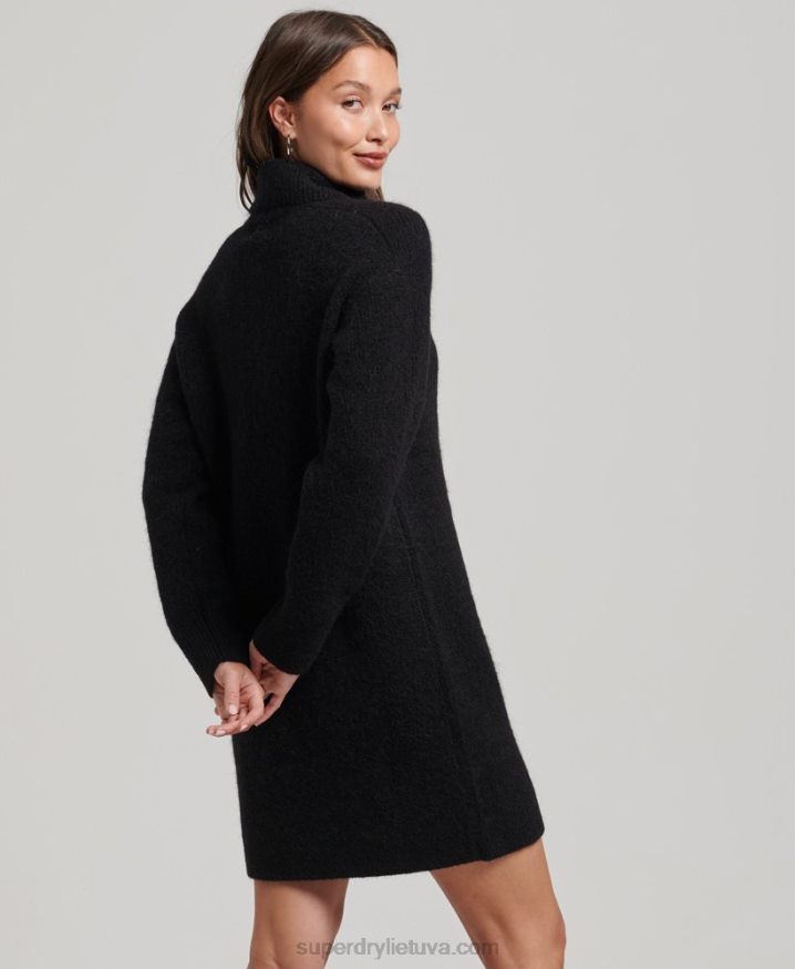 Superdry Knitted Roll Neck Jumper Dress Black Women