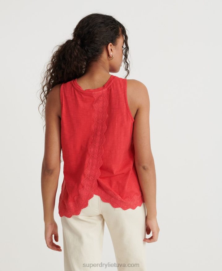 Superdry Lace Mix Vest Top Red Women