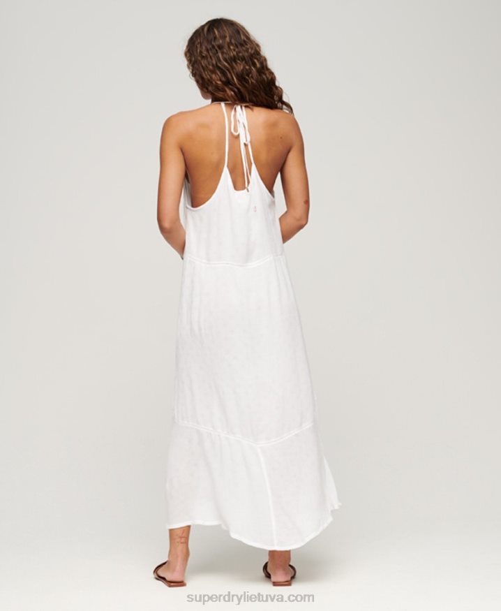 Superdry Lace Trim Maxi Dress White Women