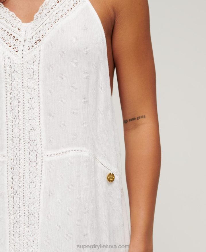 Superdry Lace Trim Maxi Dress White Women