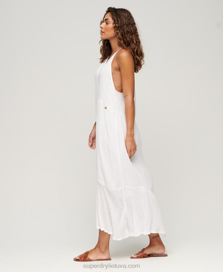 Superdry Lace Trim Maxi Dress White Women