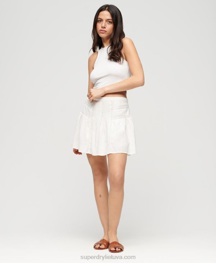 Superdry Lace Trim Mini Skirt Cream Women