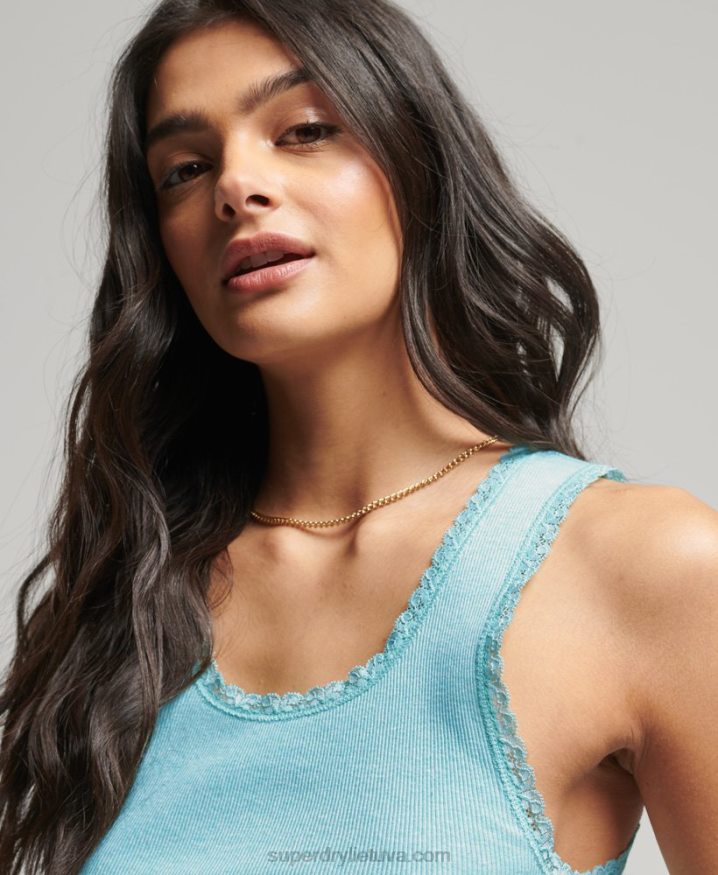 Superdry Lace Trim Vest Top Green Women