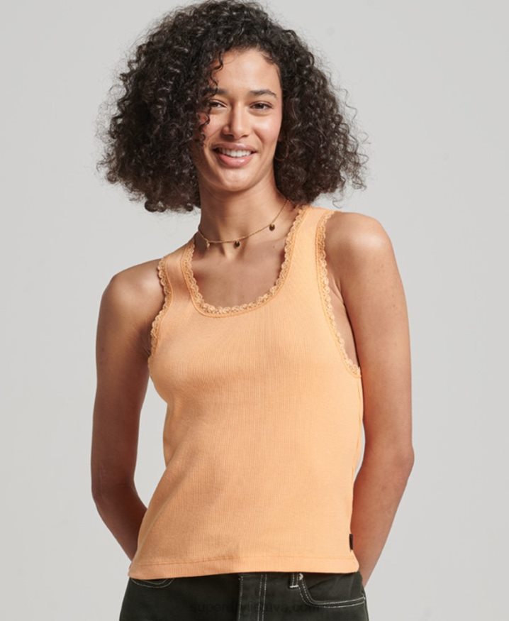 Superdry Lace Trim Vest Top Orange Women