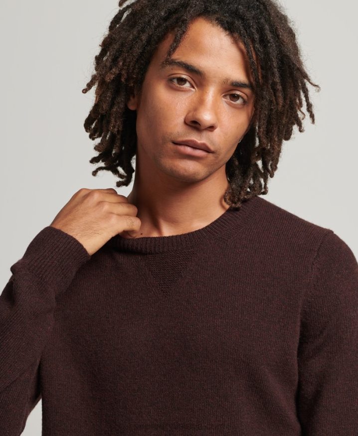 Superdry Lambswool Crew Jumper Brown Men