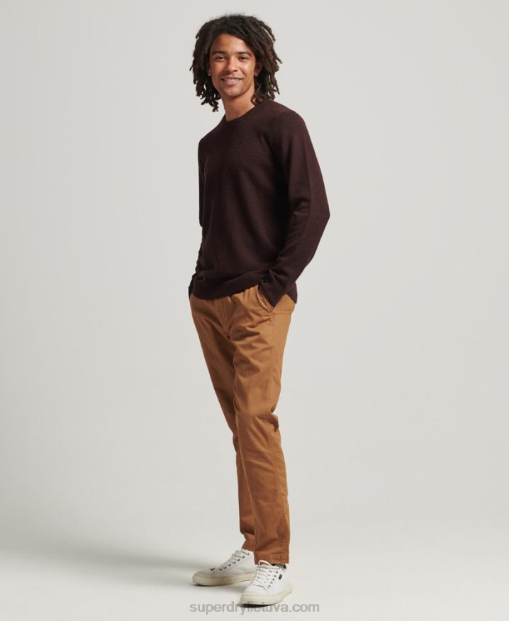 Superdry Lambswool Crew Jumper Brown Men