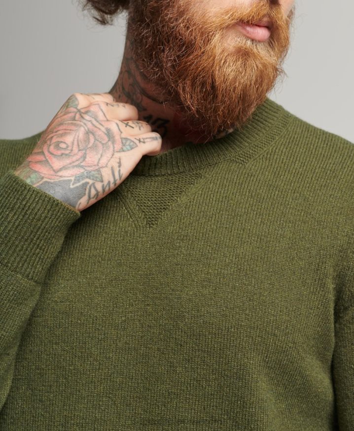 Superdry Lambswool Crew Jumper Green Men