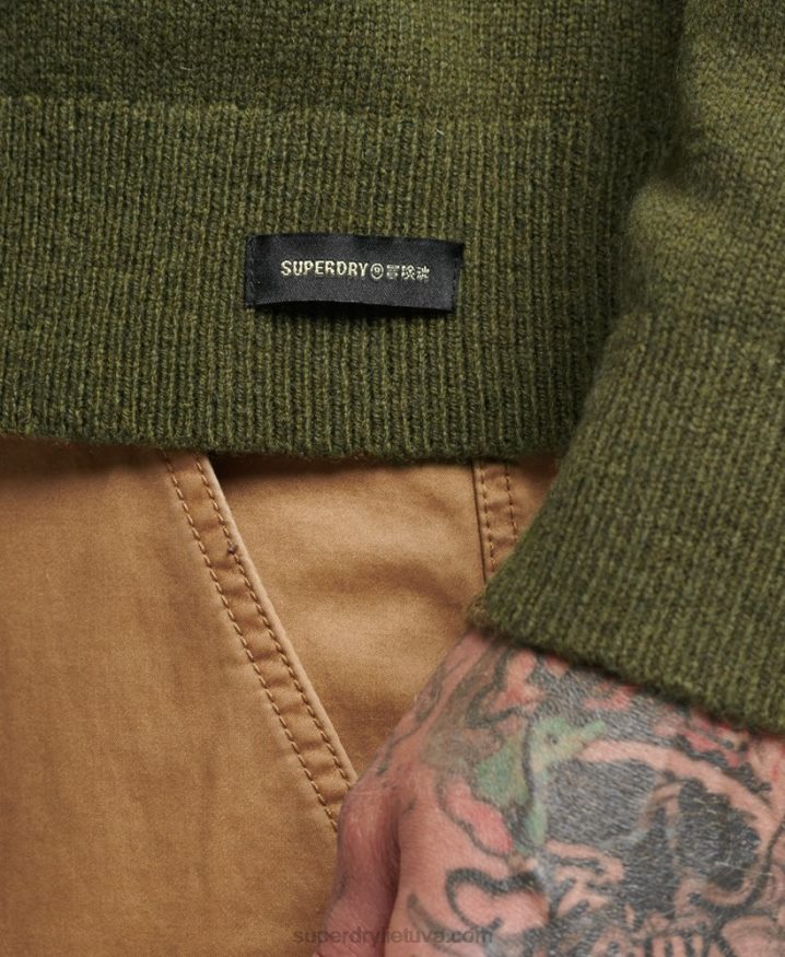 Superdry Lambswool Crew Jumper Green Men