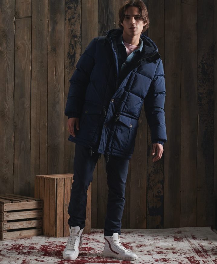 Superdry Limited Edition Dry Down Parka Coat Blue Men