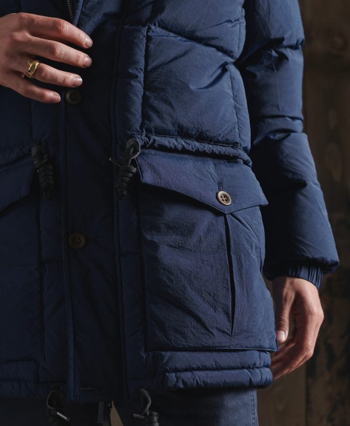 Superdry Limited Edition Dry Down Parka Coat Blue Men