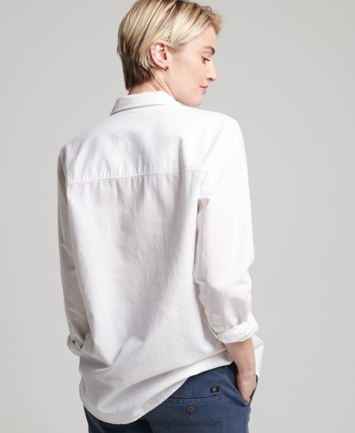 Superdry Linen Boyfriend Shirt White Women