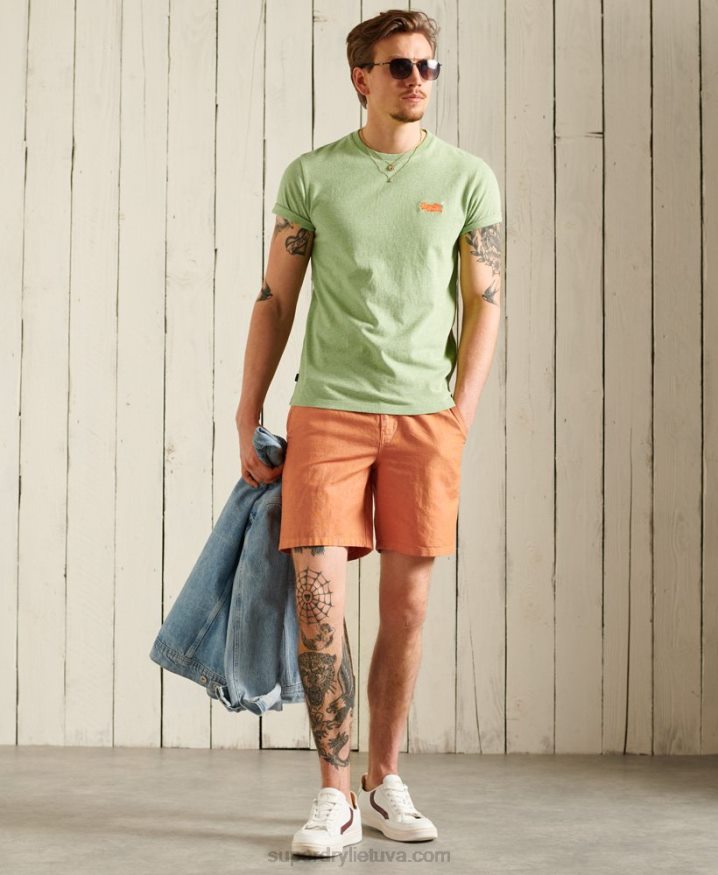 Superdry Linen Cali Beach Shorts Orange Men