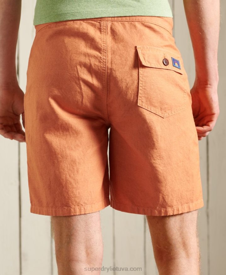 Superdry Linen Cali Beach Shorts Orange Men