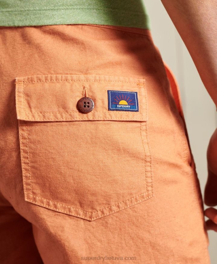 Superdry Linen Cali Beach Shorts Orange Men