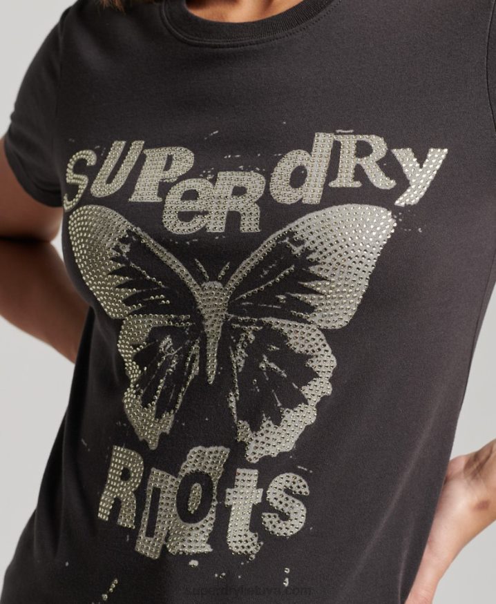 Superdry Lo-fi Poster T-Shirt Dark Grey Women