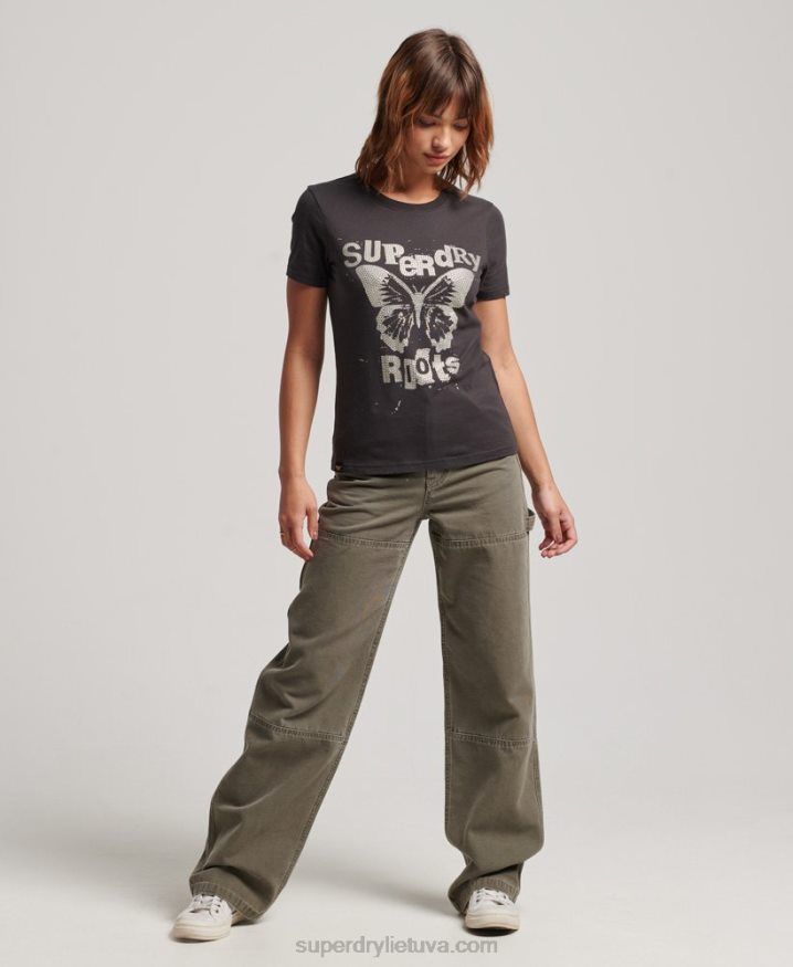 Superdry Lo-fi Poster T-Shirt Dark Grey Women