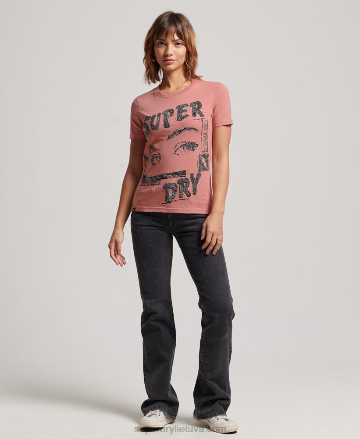 Superdry Lo-fi Poster T-Shirt Pink Women