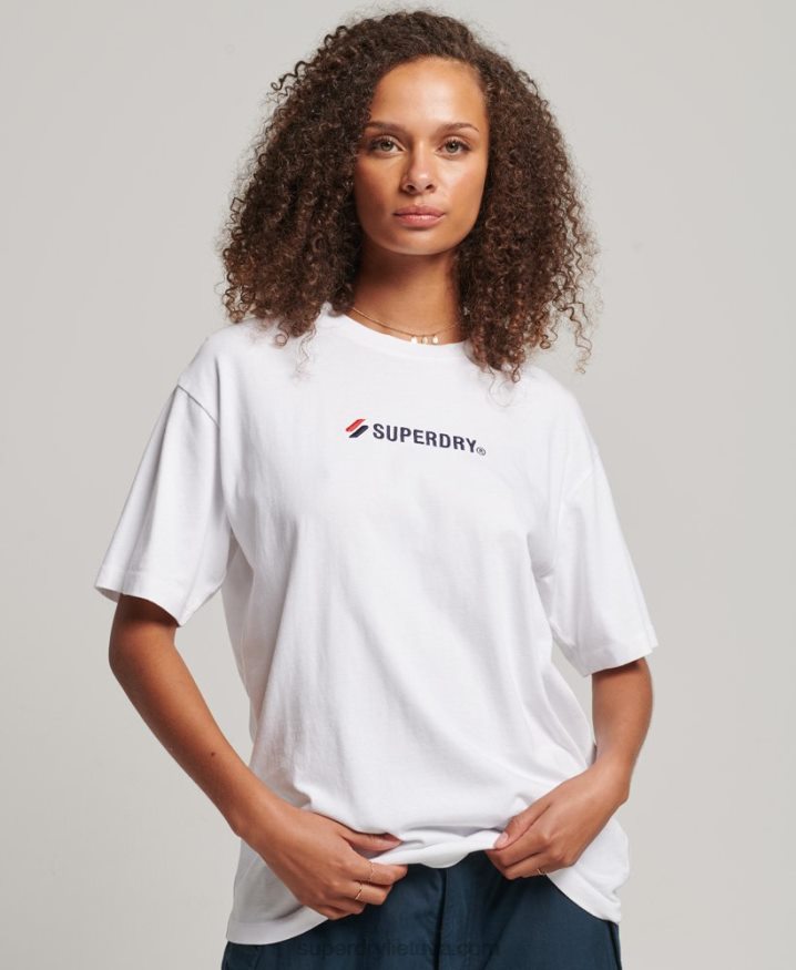 Superdry Logo Applique Loose T-Shirt White Women