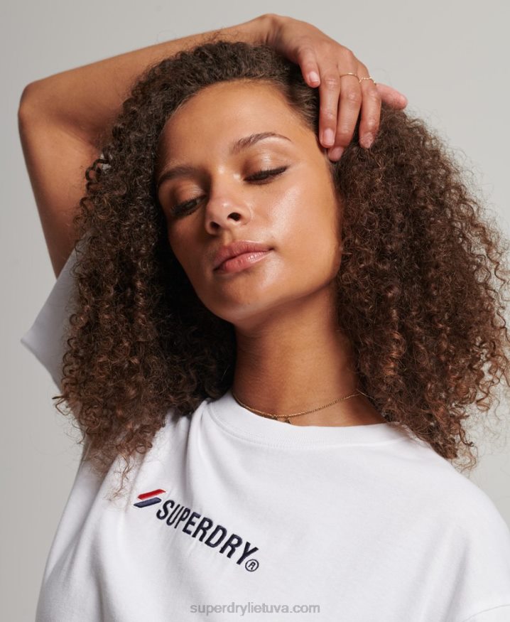 Superdry Logo Applique Loose T-Shirt White Women