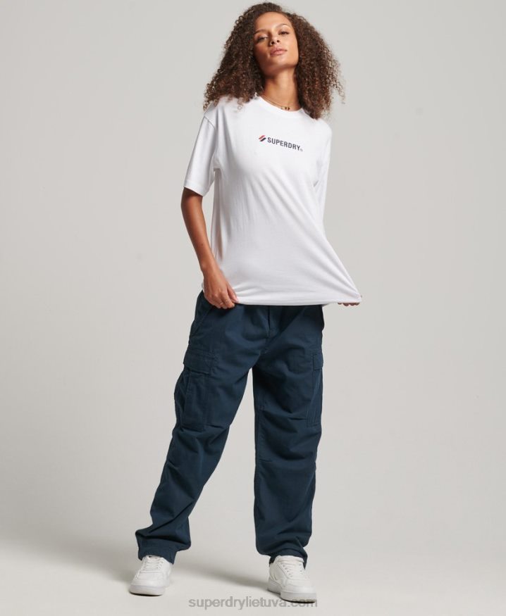 Superdry Logo Applique Loose T-Shirt White Women