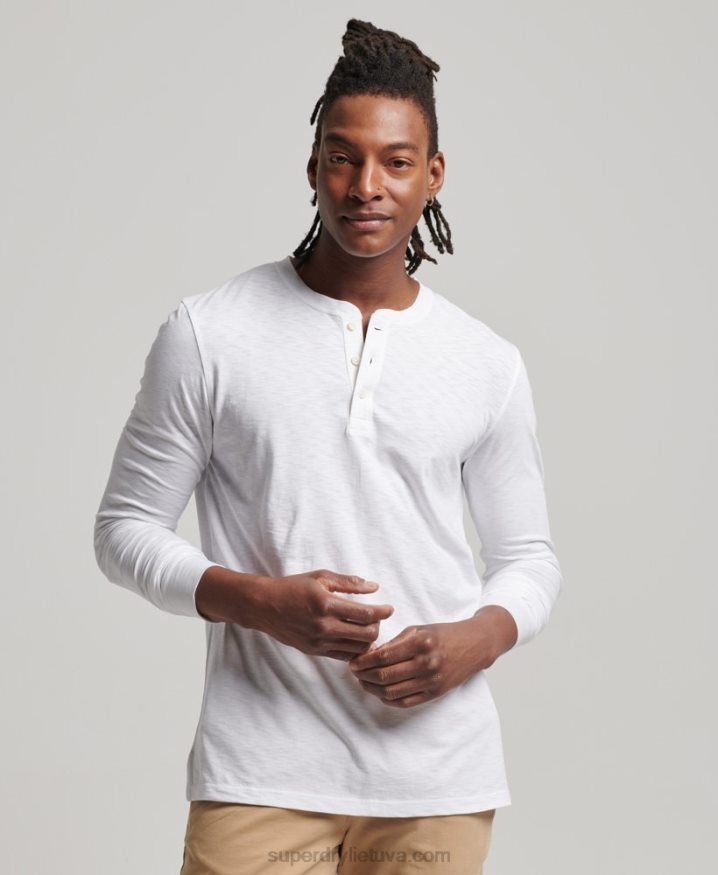 Superdry Long Sleeve Jersey Henley Top White Men