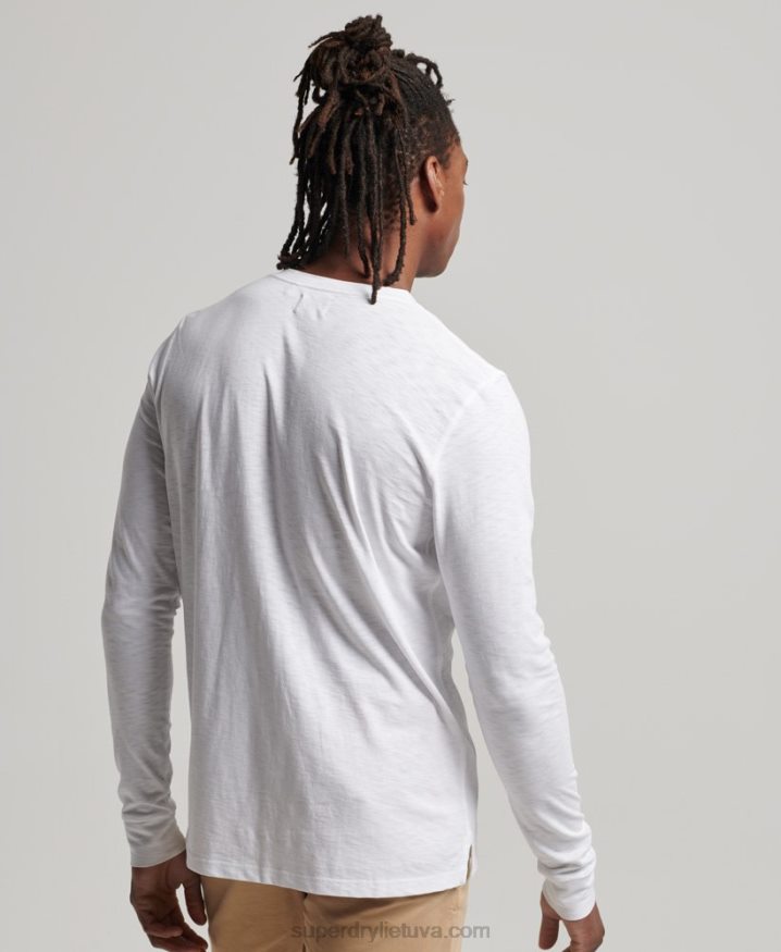 Superdry Long Sleeve Jersey Henley Top White Men