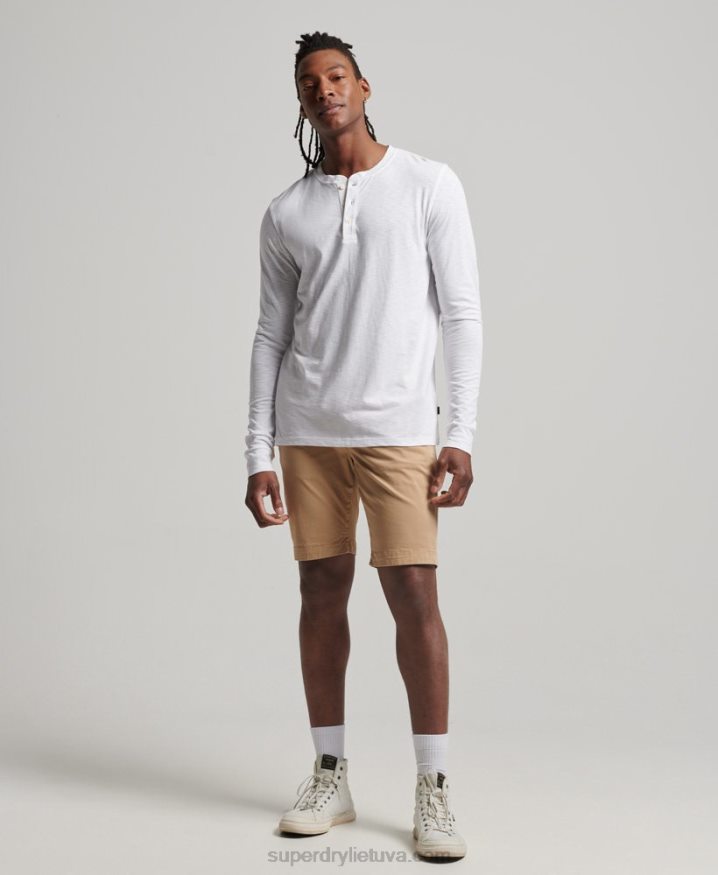 Superdry Long Sleeve Jersey Henley Top White Men