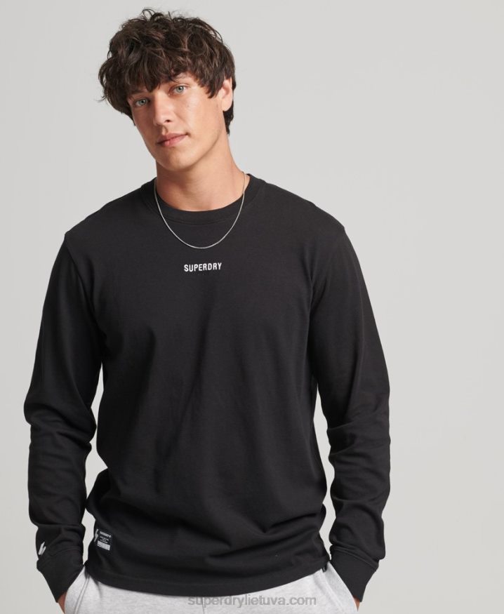 Superdry Long Sleeve Micro Logo Top Black Men