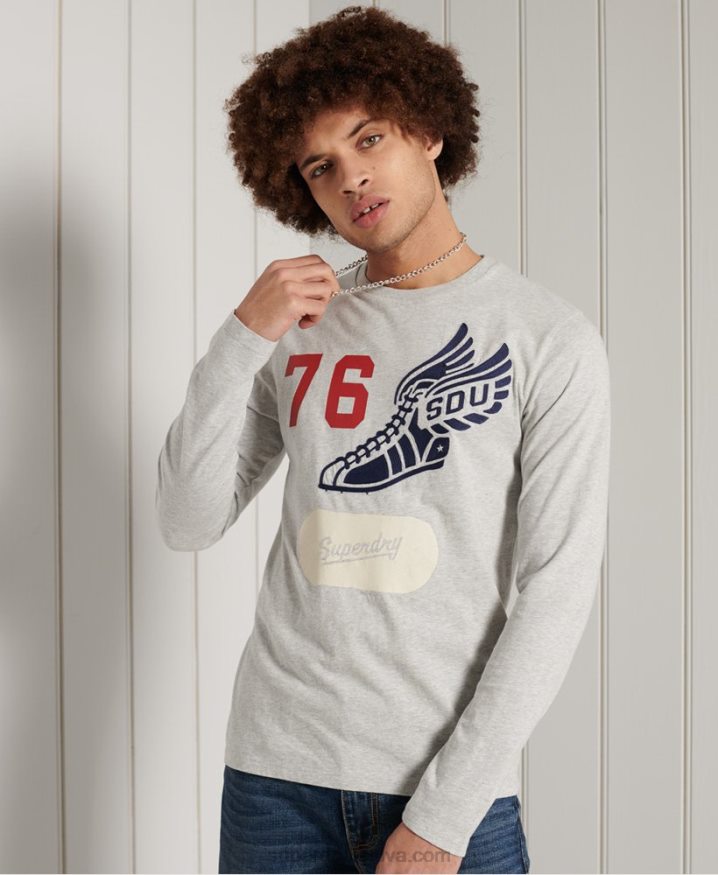 Superdry Long Sleeved Overdye Collegiate Top Grey Men