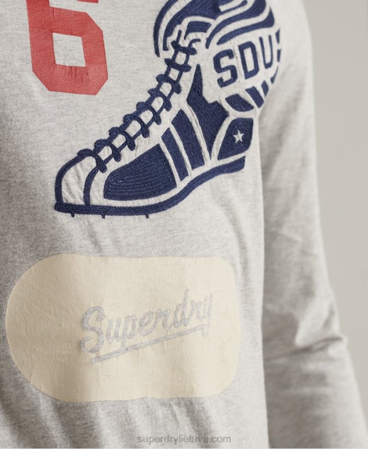 Superdry Long Sleeved Overdye Collegiate Top Grey Men