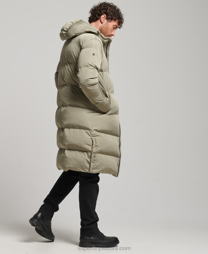 Superdry Longline Duvet Coat Khaki Men