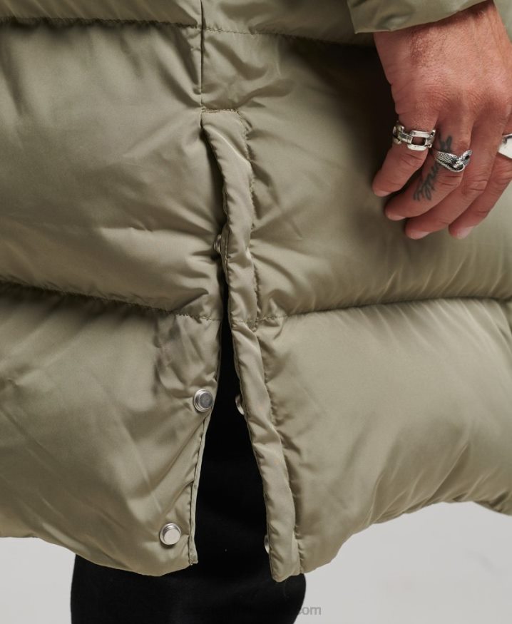 Superdry Longline Duvet Coat Khaki Men