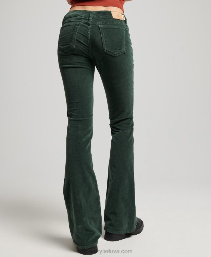 Superdry Low Rise Velvet Flare Jeans Green Women