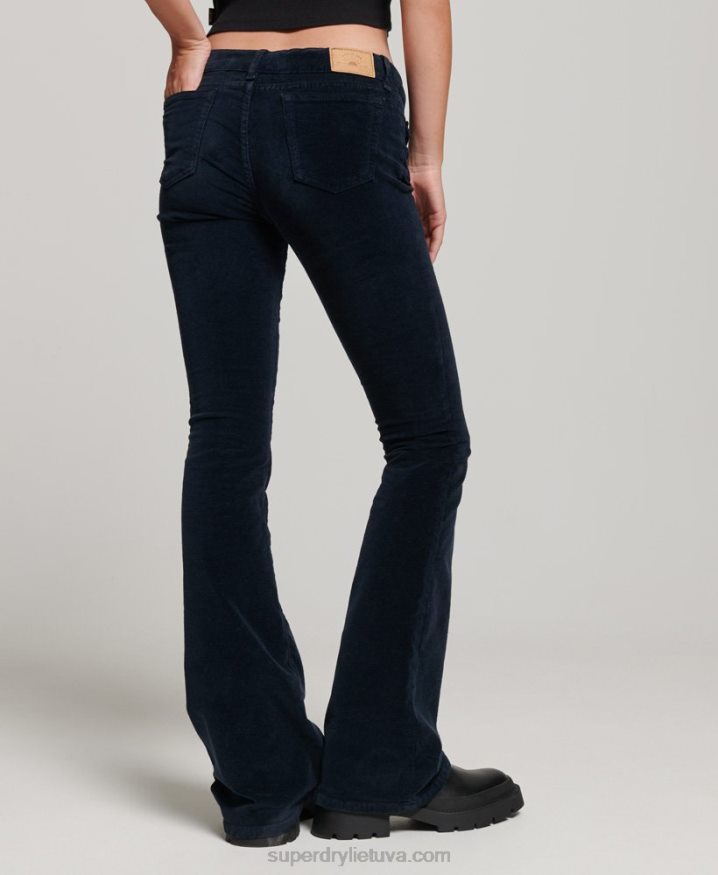 Superdry Low Rise Velvet Flare Jeans Navy Women