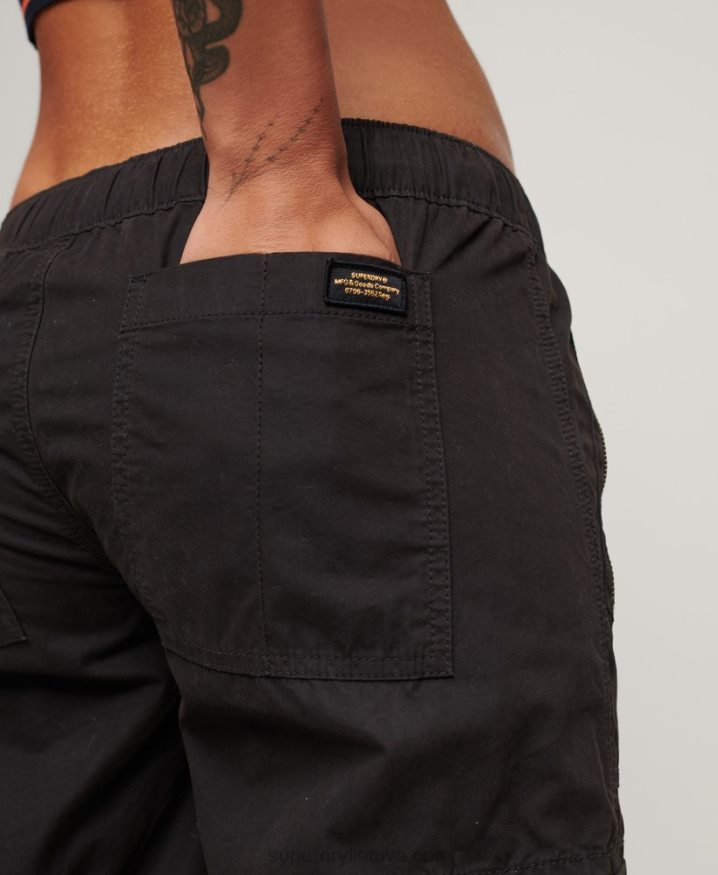 Superdry Low Rise Wide Leg Cargo Pants Dark Grey Women