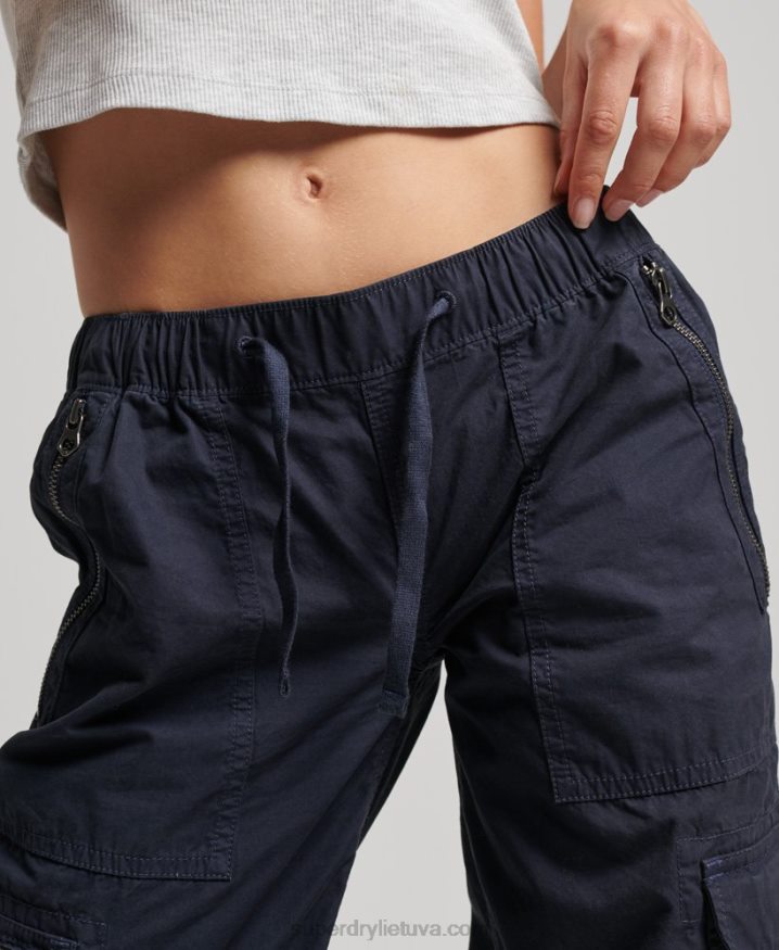 Superdry Low Rise Wide Leg Cargo Pants Navy Women