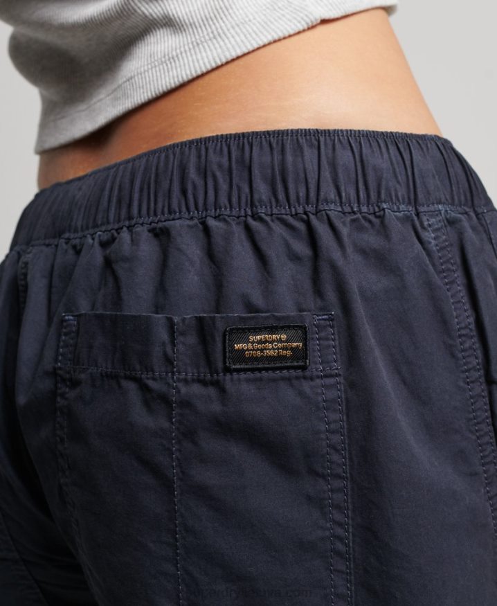 Superdry Low Rise Wide Leg Cargo Pants Navy Women