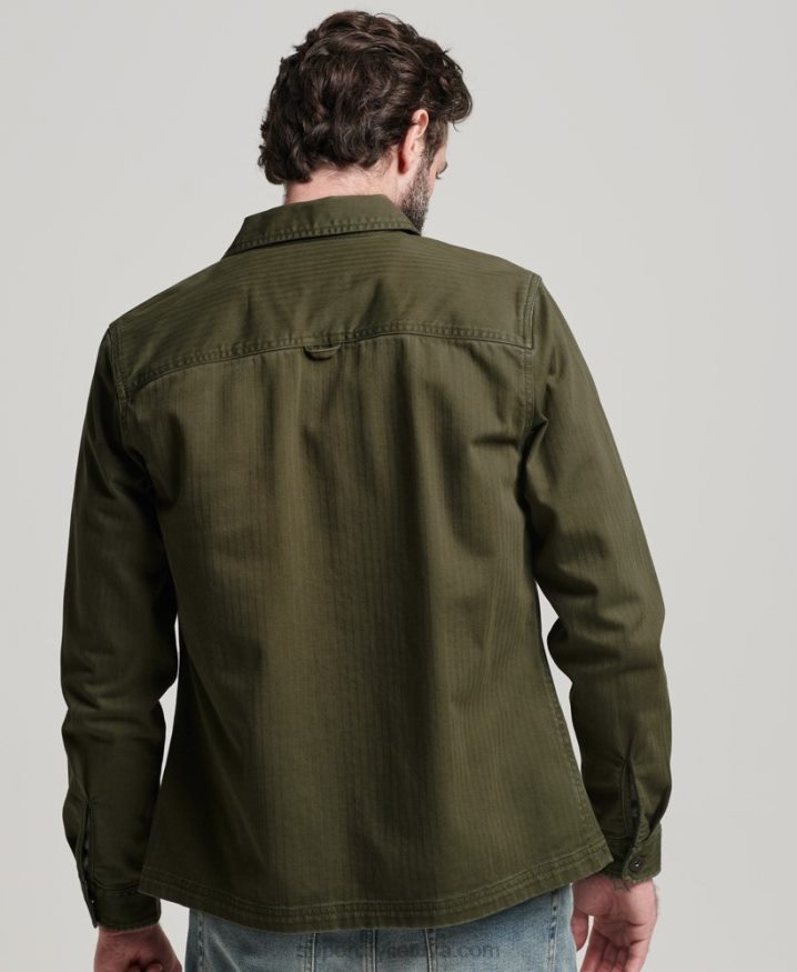 Superdry Merchant Store - Herringbone Overshirt Green Men