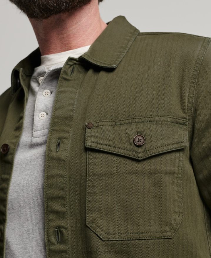 Superdry Merchant Store - Herringbone Overshirt Green Men