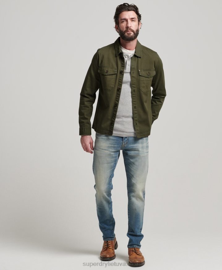 Superdry Merchant Store - Herringbone Overshirt Green Men