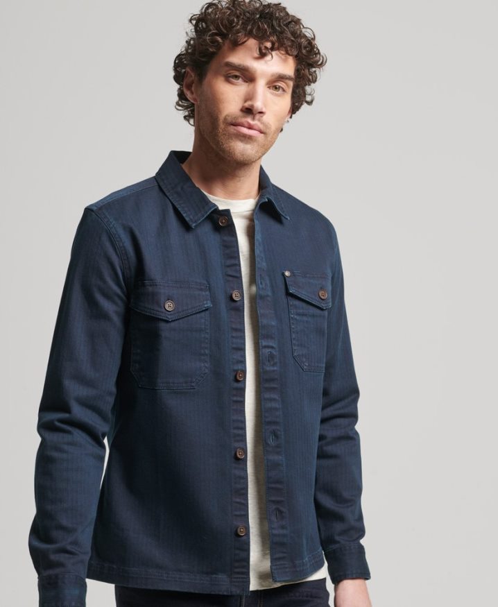 Superdry Merchant Store - Herringbone Overshirt Navy Men