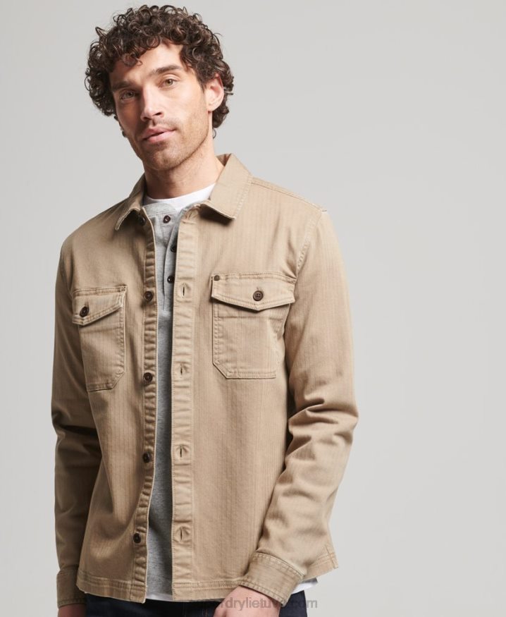 Superdry Merchant Store - Herringbone Overshirt Tan Men