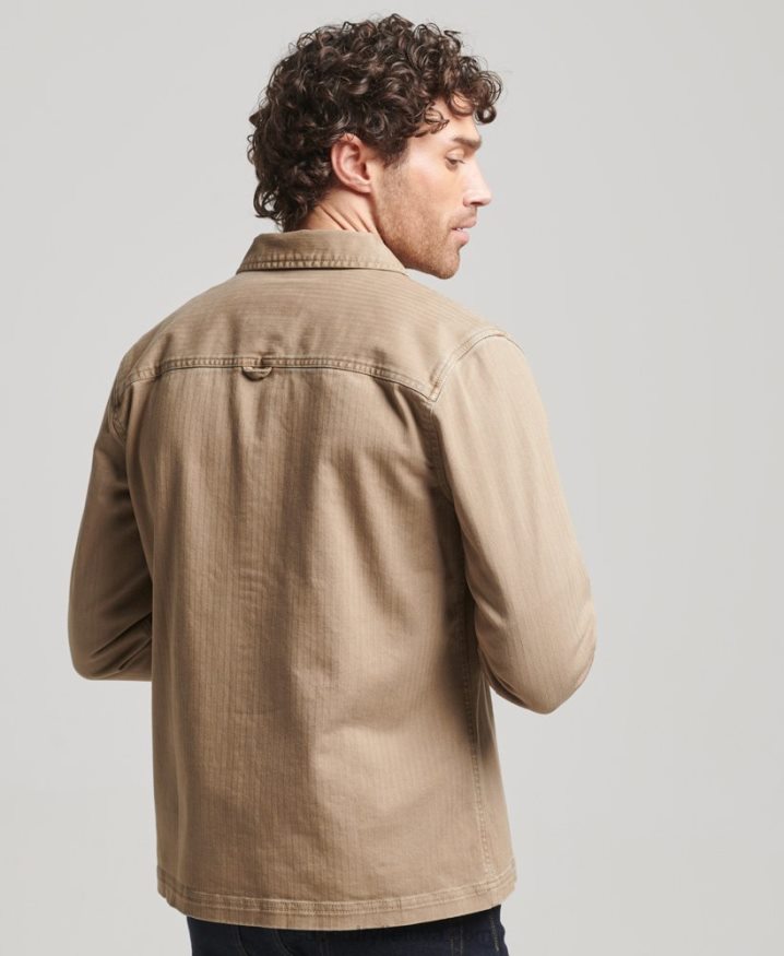 Superdry Merchant Store - Herringbone Overshirt Tan Men