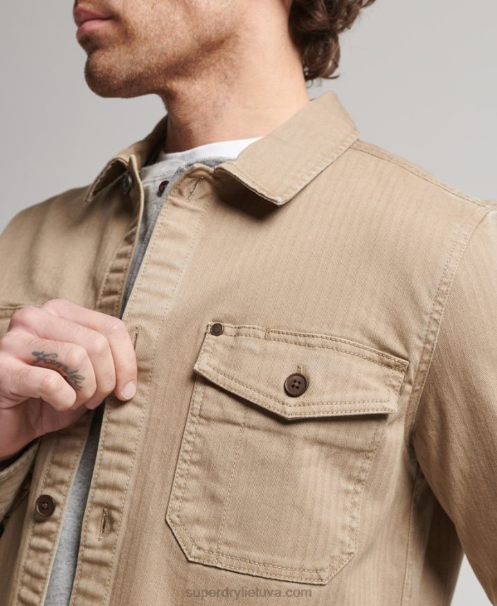 Superdry Merchant Store - Herringbone Overshirt Tan Men