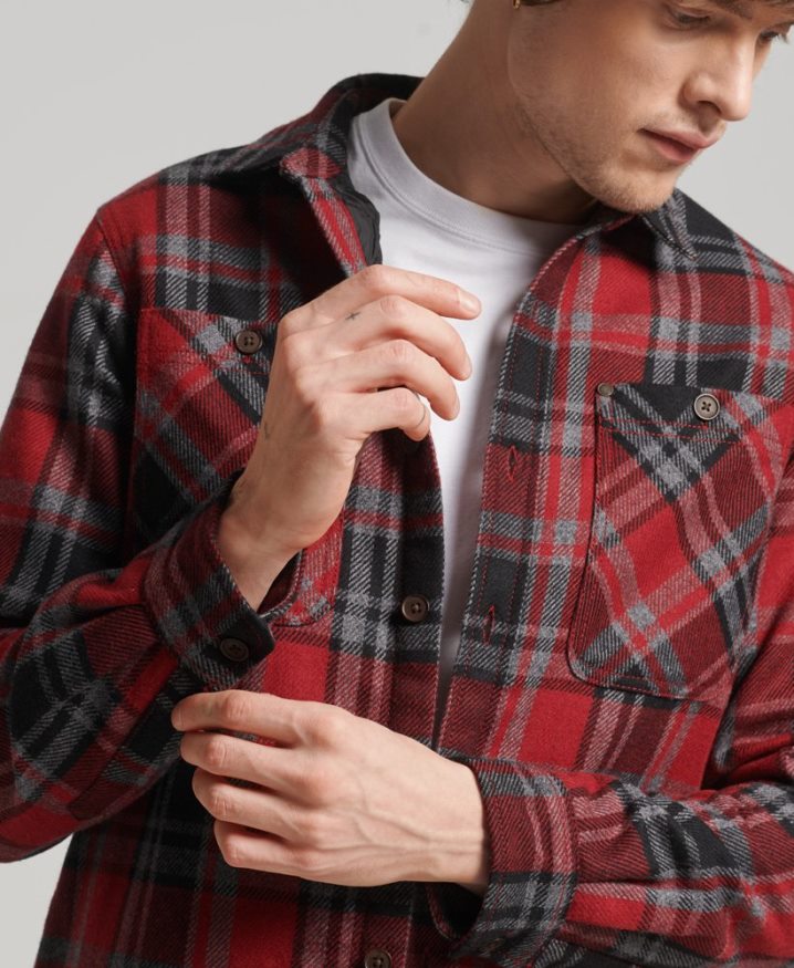 Superdry Merchant Store - Quilted Overshirt Red Men