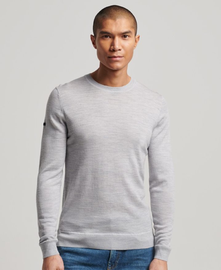 Superdry Merino Crew Neck Jumper Light Grey Men