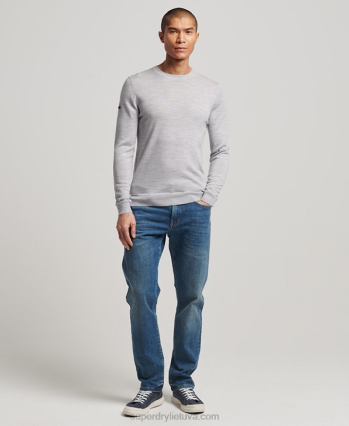 Superdry Merino Crew Neck Jumper Light Grey Men