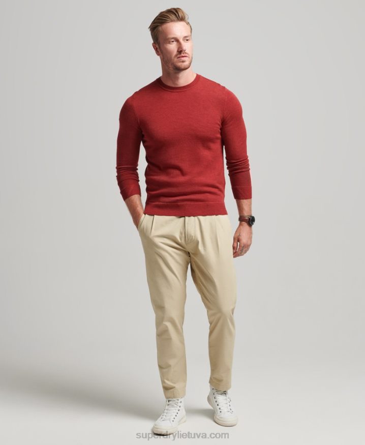 Superdry Merino Crew Neck Jumper Red Men