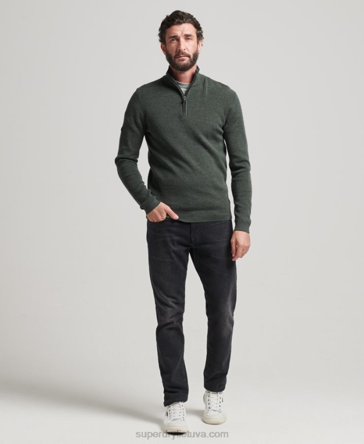 Superdry Merino Half Zip Jumper Green Men